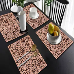 Dakshya Industries 4-Pcs Copper-Toned Self Design Rectangle Table Placemats-21