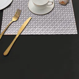 Dakshya Industries Grey & White 2-Pieces Printed Rectangle Table Placemats-1