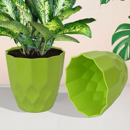 Kuber Industries Green & Red 5 Pcs Textured Planters-23