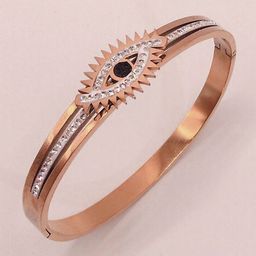 Designs & You American Diamond Rose Gold-Plated Bangle-Style Bracelet-image-80