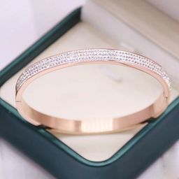 Designs & You Rose Gold Plated AD Studded Bangle-Style Bracelet-3
