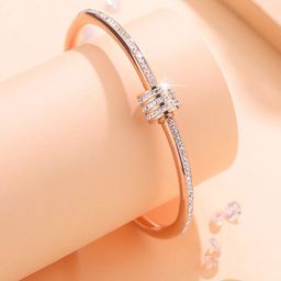Designs & You Rose Gold-Plated American Diamond-Studded Bangle-Style Bracelet-45