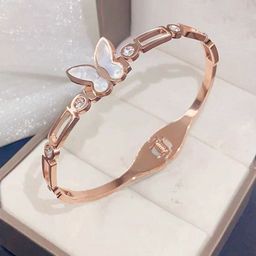 Jewels Galaxy Rose Gold-Plated Butterfly Charm Bangle-Style Bracelet-image-72