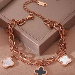 Jewels Galaxy Women Rose Gold-Plated Link Bracelet-19