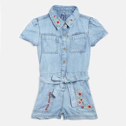 Blue Giraffe Girls Blue & Red Solid Playsuit-image-40