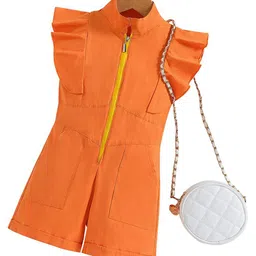 StyleCast Girls Orange High Collar Ruffles Jumpsuit-image-17