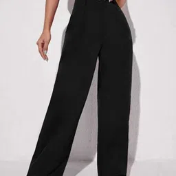 BROADSTAR Women Smart Straight Fit High-Rise Easy Wash Formal Parallel Trousers-image-80