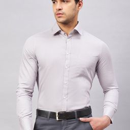 LOUIS STITCH Comfort Micro Ditsy Printed Spread Collar Chest Pocket Cotton Formal Shirt-image-68