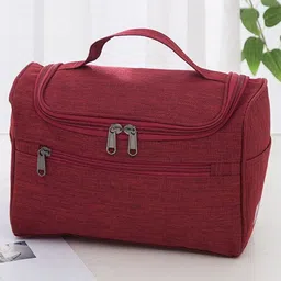 Awestuffs Red Hanging Water Resistant with Mesh Pockets Travel Toiletry Kit-image-87