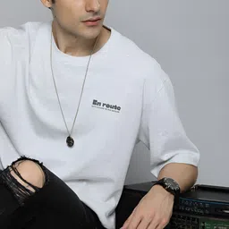 R.Code by The Roadster Life Co. Men Henley Neck Extended Sleeves Pockets T-shirt-image-15