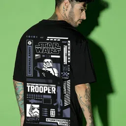 Bewakoof Men Graphic Star Wars Printed Cotton Oversized T-shirt-image-93