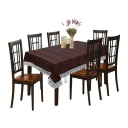 Kuber Industries Brown Striped 6 Seater Rectangular Table Cover-14