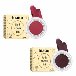 Inatur Set Of 2 Lip & Cheek Tint 8gm - Coral and Port Wine-4