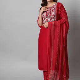 VredeVogel Women Floral Embroidered Kurta With Trousers & Dupatta-picture-55