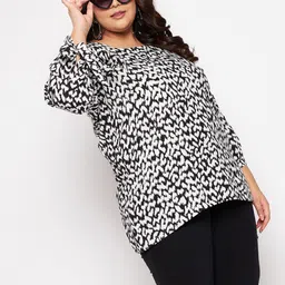 VINAAN Animal Printed Puff Sleeves Longline Top-image-99