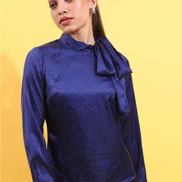 Tokyo Talkies Geometric Printed Tie-Up Neck Top-image-15