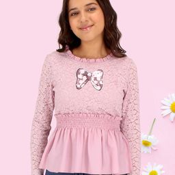 CUTECUMBER Infant Girls Floral Laced Sequined Cinched Waist Top-image-43