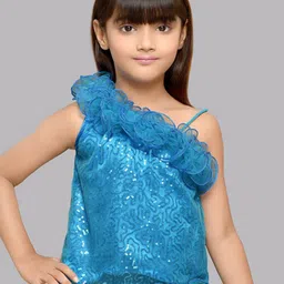 Pink Chick Embellshed One Shoulder Sequins Net Top-picture-11