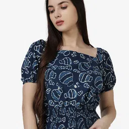 Popwings Blue Print Top-image-43
