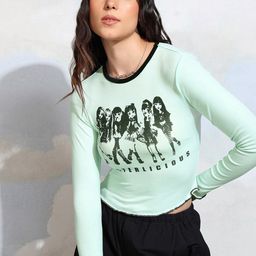 Tokyo Talkies Graphic Print Round Neck Top-11