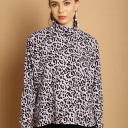 NoBarr High Neck Long Sleeves Animal Print Top-picture-11
