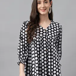Janasya Women Polka Dots Printed Empire Cotton Top-picture-30