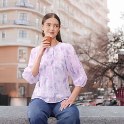 AND Purple & White Floral Print Top-image-91