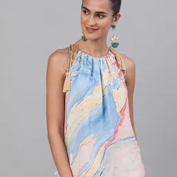 AKS Marble Printed Halter Neck Top-image-19