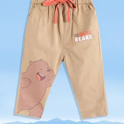 YK Warner Bros Boys Camel Brown & White Pure Cotton We Bare Bears Print Trousers-image-16