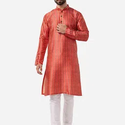 THE KURTA COMPANY Woven Design Mandarin Collar Long Sleeves Straight Kurta-30