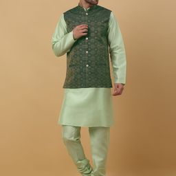 KRAFT INDIA Mandarin Collar Kurta & Churidar with Nehru jacket-picture-17