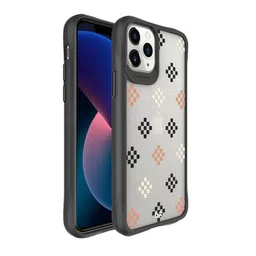 DailyObjects Black & White Peach Diamonds Black Hybrid  iPhone 11 Pro Back Case-50