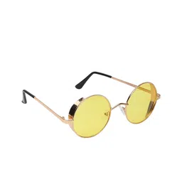 GARTH Unisex Yellow Lens & Gold-Toned Round Sunglasses UV Protected Lens RND-CUP_YLW_GRT-32