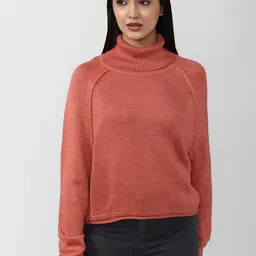 FOREVER 21 Women Peach-Coloured Solid Pullover Sweater-image-62