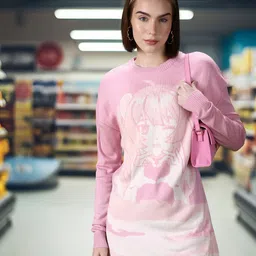 DressBerry Acrylic Self Design Longline Pullover-image-94