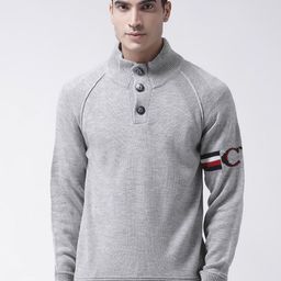 Club York Men Grey & White Cable Knit Pullover-picture-55