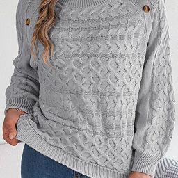 StyleCast Grey Cable Knit Round Neck Acrylic Pullover-51