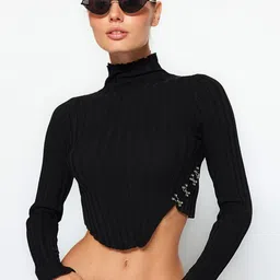 Trendyol Ribbed Crop Pullover Sweater-picture-1