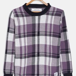 Octave Boys Purple & White Checked Cotton Pullover-picture-40
