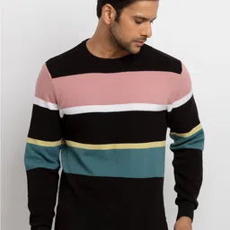Status Quo Men Black & Pink Striped Striped Pullover-image-67