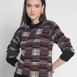 Crimsoune Club Checked Round Neck Pullover Sweater-picture-3