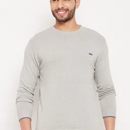 Duke Men Grey Melange Solid Long Sleeves Pullover-picture-26