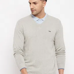 Duke Men Grey Melange Solid Long sleeves Pullover-picture-49