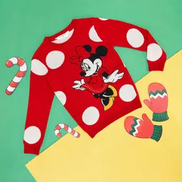 Pantaloons Junior Girls Mickey Mouse Graphic Printed Acrylic Pullover-image-7