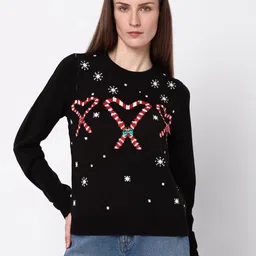 Vero Moda Graphic Self Design Pullover Sweater-picture-12