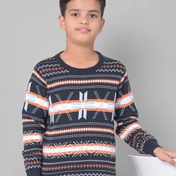 Crimsoune Club Boys Geometric Printed Pure Cotton Pullover-image-93