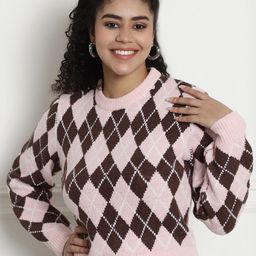 NoBarr Geometric Self Design Ribbed Acrylic Pullover-39