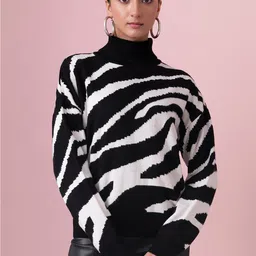 FabAlley Animal Printed Turtle Neck Sweater-51