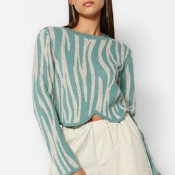 Trendyol Animal Printed Acrylic Pullover-image-46