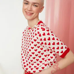 Trendyol Round Neck Acrylic Printed Pullover-image-41